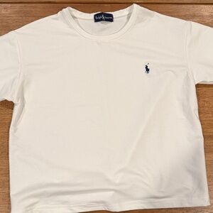 Ralph Lauren Ivory Tee with Navy Logo